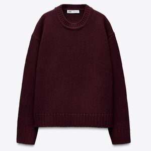 ZARA WOOL BLEND KNIT SWEATER IN BURGUNDY